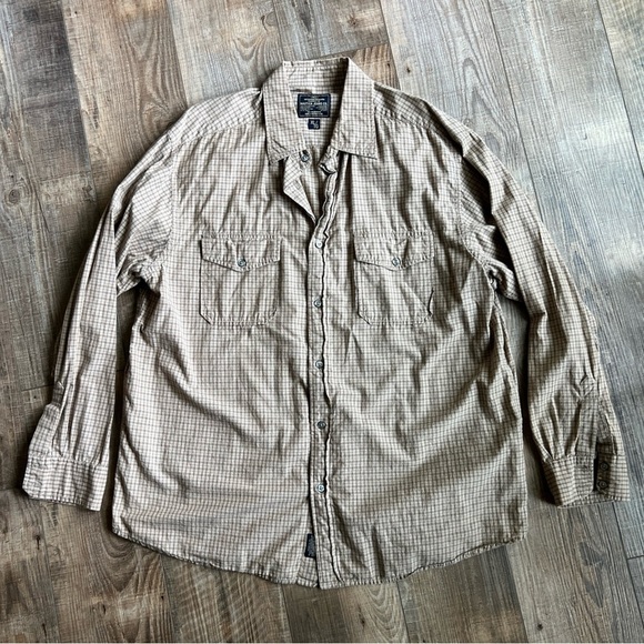Nautica Plaid Shirt in Beige and Brown - Picture 1 of 6